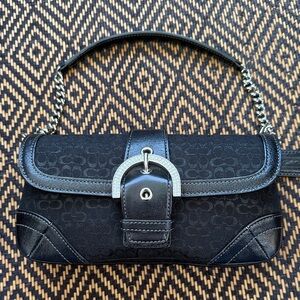 Vintage Y2 Coach Soho Madison signature satin crystal convertible flap clutch